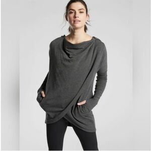 Athleta Purana Hooded Gray Sweatshirt Womens Large